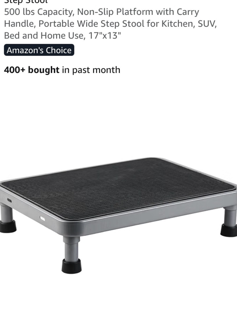 Portable Gray Step Stool with Non-Slip Surface 4.1”